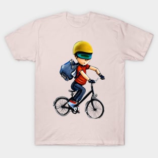 Boy Having Fun Riding His Bike T-Shirt